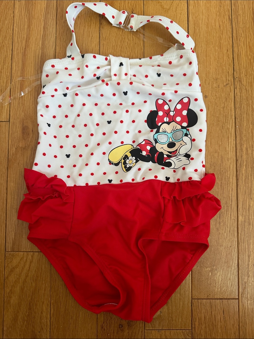 Disney Red & White Minnie Mouse Ruffle One-Piece Swimsuit